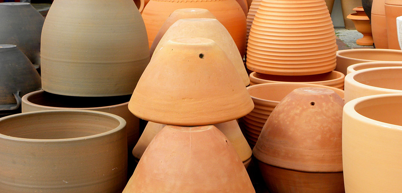 Selection of garden pots assorted colours