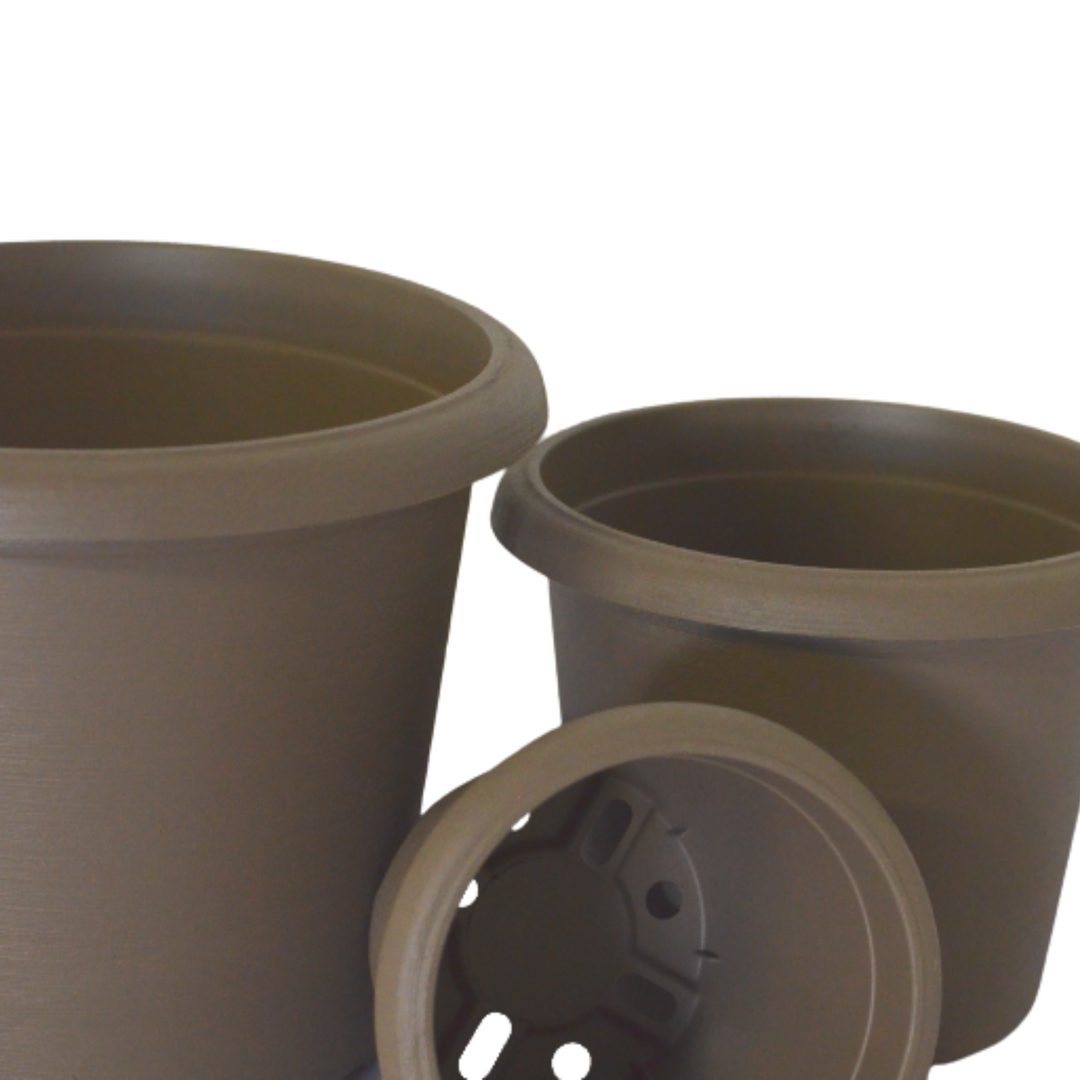 brown plastic plant pot Terrae Vaso Cilindro Plastic Pot (Brown) – Cape Garden Online
